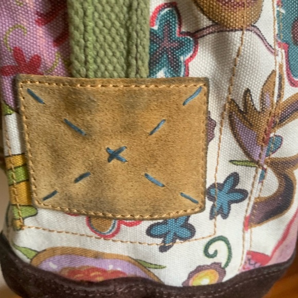 Lucky brand Shoulder bag , hobo boho bohemian leather canvas purse grunge - Picture 6 of 16